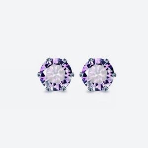 💗 Hypoallergenic Stainless Steel Amethyst Crystal Earrings 5mm NEW